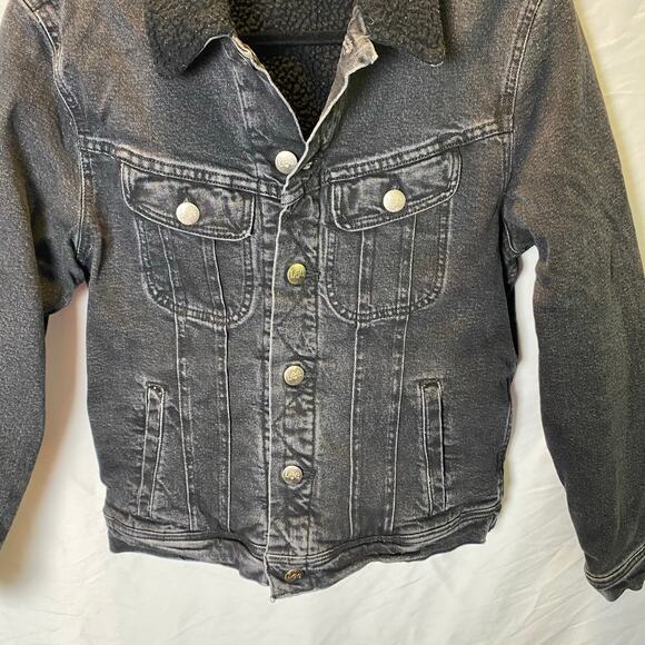 Lee Men's Denim Tucker Jacket Size Small Black Sherpa Lined Jean Coat Winter - Picture 2 of 11